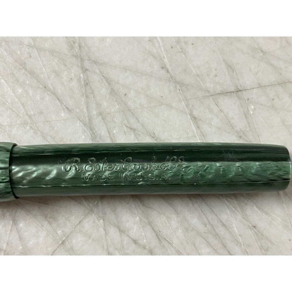 Vintage Esterbrook J Dollar Fountain Pen Green Marbled 1550 Durachrome Steel - Picture 2 of 11